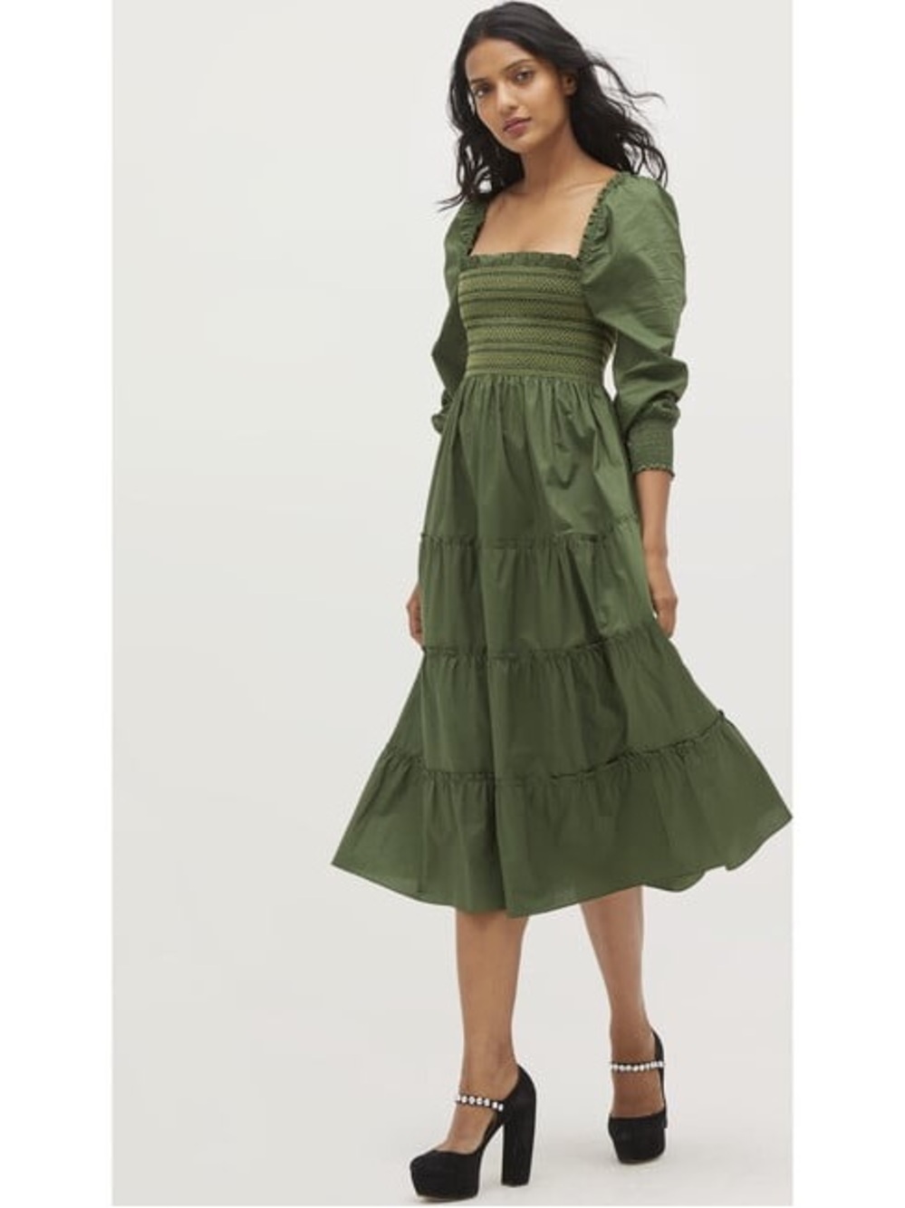 Hill House Naomi Leaf Green Nap Dress S
